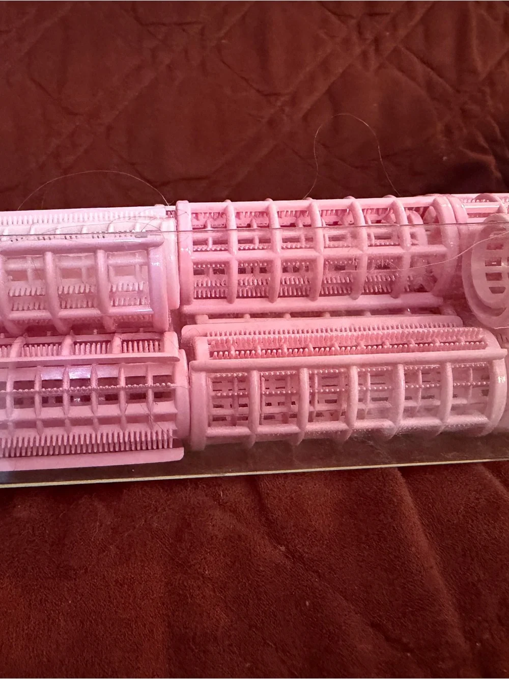 Vintage Pink Hair Rollers Storage Set - Home Organization